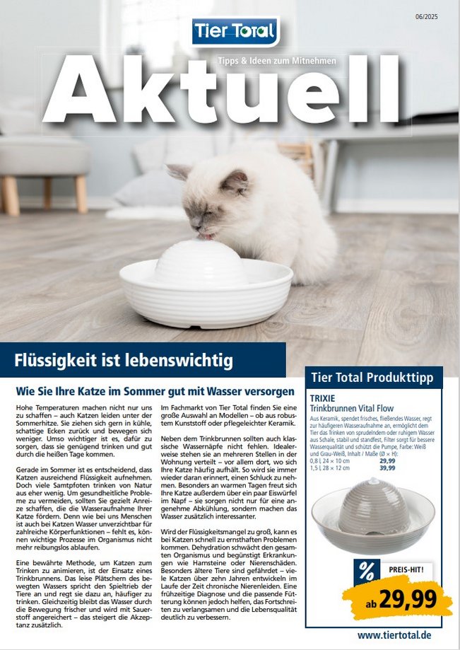Hier unsere aktuelle Werbung entdecken! Flüssigkeit ist lebenswichtig!